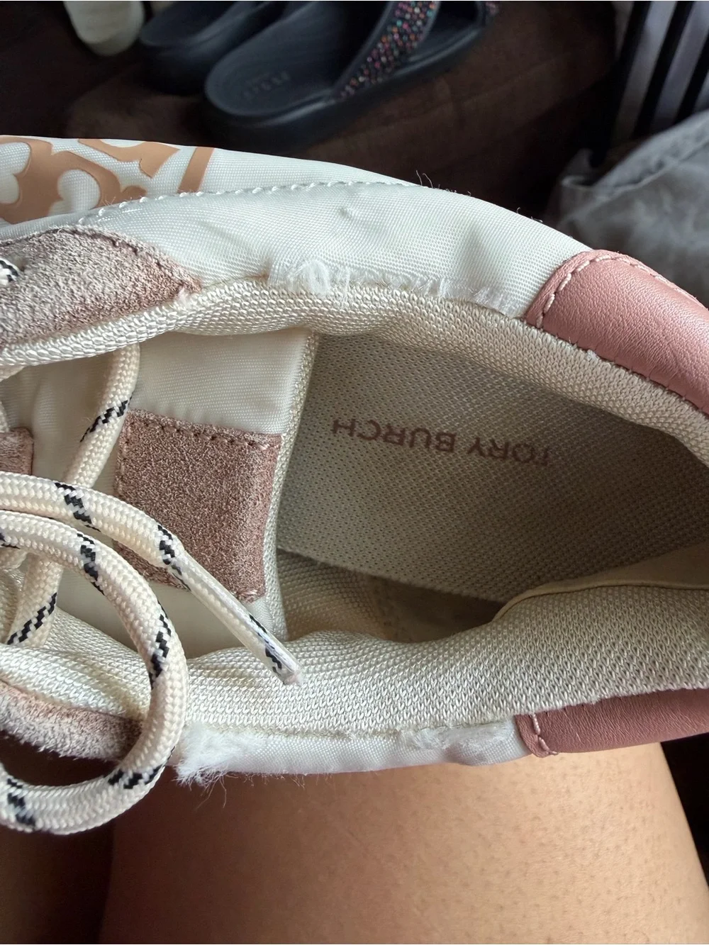Tory Burch Cream and Pink Suede & Nylon Sneakers